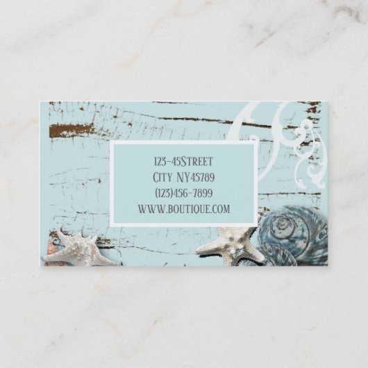 ビーチガーリーシック星魚のシーシェルのアクアブルー 名刺 (裏面)