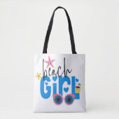 ビーチガールおもしろいタイポグラフィ休暇 トートバッグ (正面)