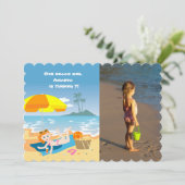 ビーチガールサマーバースデーパーティーの写真の招待状 招待状 (スタンド正面)