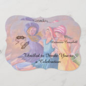 ビーチガールフレンドのカスタマイズ 招待状 (正面/裏面)