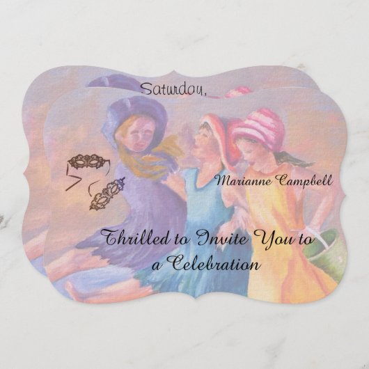 ビーチガールフレンドのカスタマイズ 招待状 (正面/裏面)