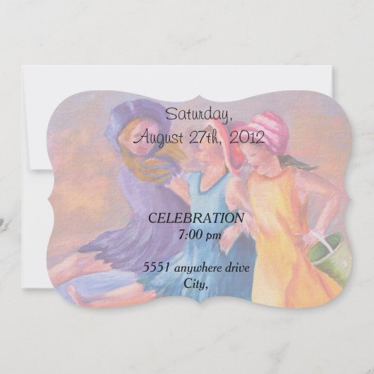 ビーチガールフレンドのカスタマイズ 招待状 (裏面)