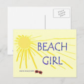 ビーチガール – サン – ポストカード (正面/裏面)