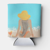 ビーチガール ロングヘア ブライダルシャワー パーティー 缶クーラー (正面)