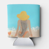 ビーチガール ロングヘア ブライダルシャワー パーティー 缶クーラー (裏面)