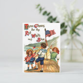 ビーチキッズキッズフォーJuly Flagヴィンテージはがきアート ポストカード (スタンド正面)