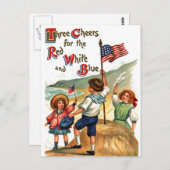 ビーチキッズキッズフォーJuly Flagヴィンテージはがきアート ポストカード (正面/裏面)