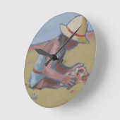 ビーチキッドカ遊ット小さな女の子ズインサンド ラウンド壁時計 (傾斜)