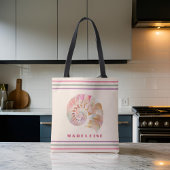 ビーチキモノグラムナウチラストートスタイリッシュストライプ トートバッグ