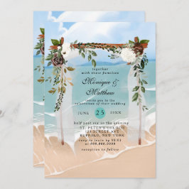 ビーチキャノピーフローラトロピカルモダン結婚ズ 招待状