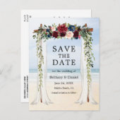 ビーチキャノピ結婚ー水色フローラ 案内ポストカード (正面/裏面)