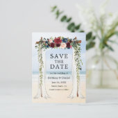 ビーチキャノピ結婚ー水色フローラ 案内ポストカード (スタンド正面)