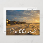 ビーチキャビンアットサンセットオランダコースト ポストカード (正面/裏面)