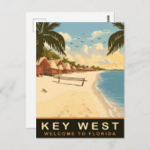 ビーチキャビンズアット鍵ウェスト,フロリダ,ヴィンテージトラベル ポストカード (正面/裏面)