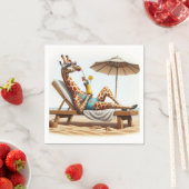 ビーチキリンがカクテルを飲む スタンダードカクテルナプキン (インサイチュ)