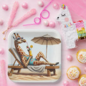 ビーチキリンがカクテルを飲む ペーパープレート (パーティー)