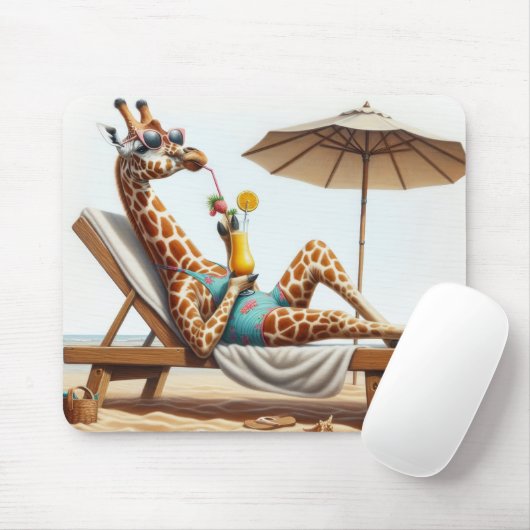 ビーチキリンがカクテルを飲む マウスパッド (マウス)