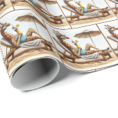 ビーチキリンがカクテルを飲む ラッピングペーパー (ロールコーナー)