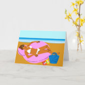 ビーチキーンピンク カード (黄色い花)