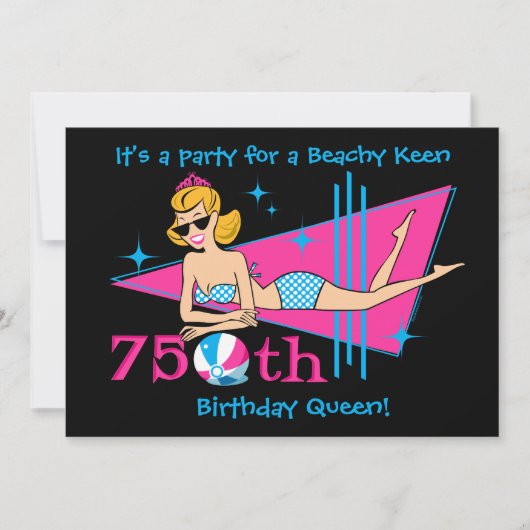 ビーチキーン75th誕生日カスタム招待状 招待状 (正面)