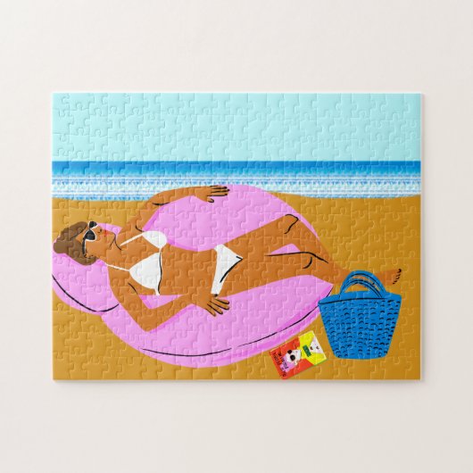 ビーチキーン – ピンク ジグソーパズル (横)