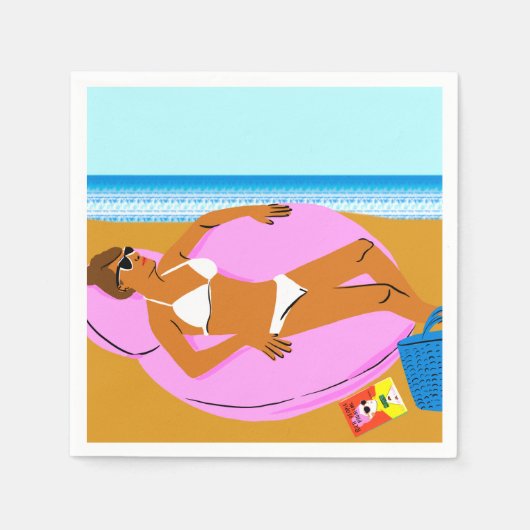 ビーチキーン – ピンク スタンダードカクテルナプキン (正面)