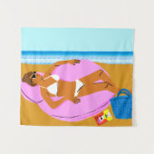 ビーチキーン – ピンク タペストリー (正面(横))