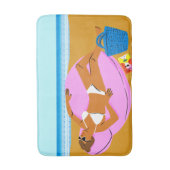 ビーチキーン – ピンク バスマット (正面縦)