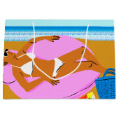 ビーチキーン – ピンク ラージペーパーバッグ (正面)