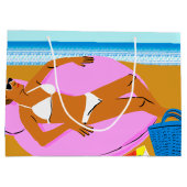 ビーチキーン – ピンク ラージペーパーバッグ (裏面)