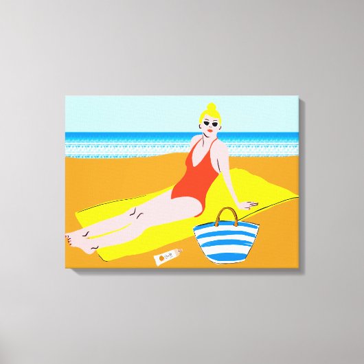 ビーチキーン – 黄色 キャンバスプリント (正面)