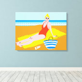 ビーチキーン – 黄色 キャンバスプリント (インサイチュ (ウッドフロア))