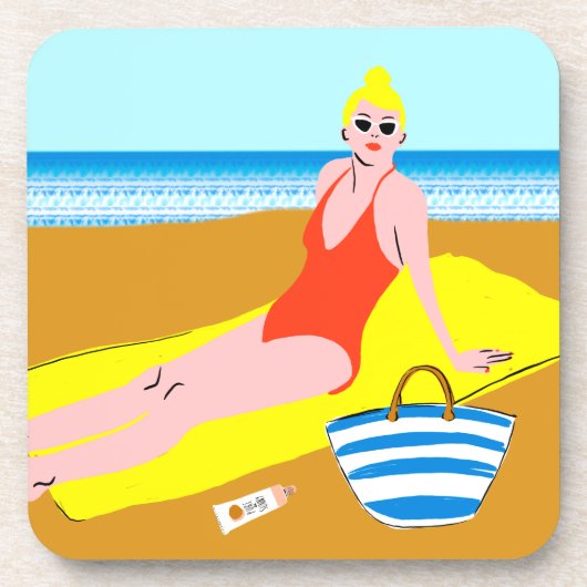ビーチキーン – 黄色 コースター (正面)