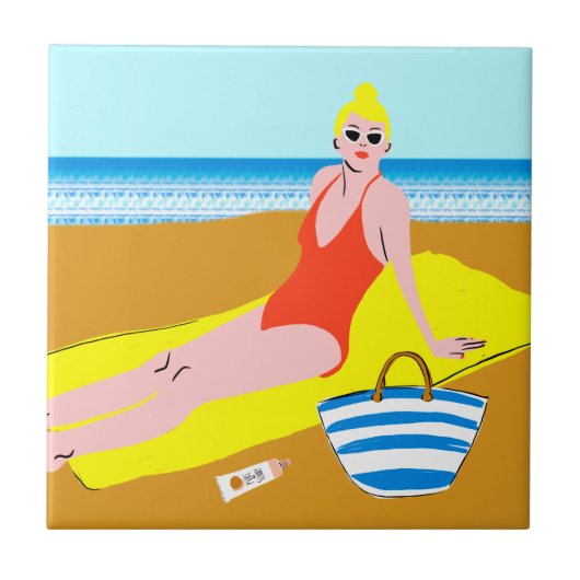 ビーチキーン – 黄色 タイル (正面)