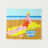 ビーチキーン – 黄色 タペストリー (正面(横))