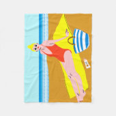 ビーチキーン-黄色 フリースブランケット (正面)