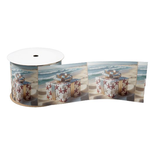 ビーチギフトとヒトデ サテンリボン (リール)