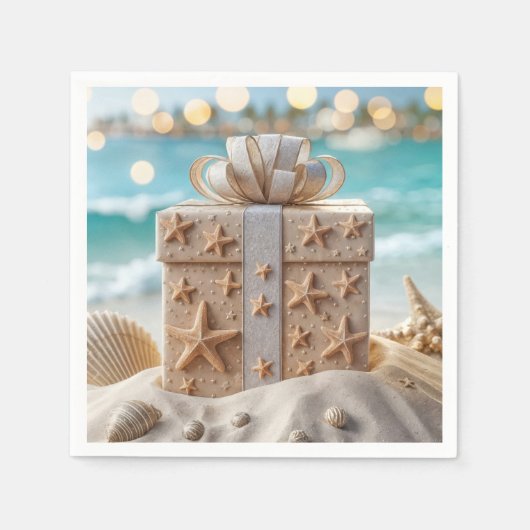 ビーチギフトとヒトデ スタンダードカクテルナプキン (正面)