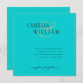 ビーチクラシックターコイズ金ゴールド結婚ズスクエア