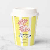 ビーチクラブイエローカバナストライプバースデーパーティー 紙コップ (正面)
