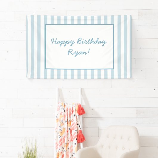 ビーチクラブカバナブルーストライプ誕生日名前をカスタムする 横断幕 (インサイチュ)