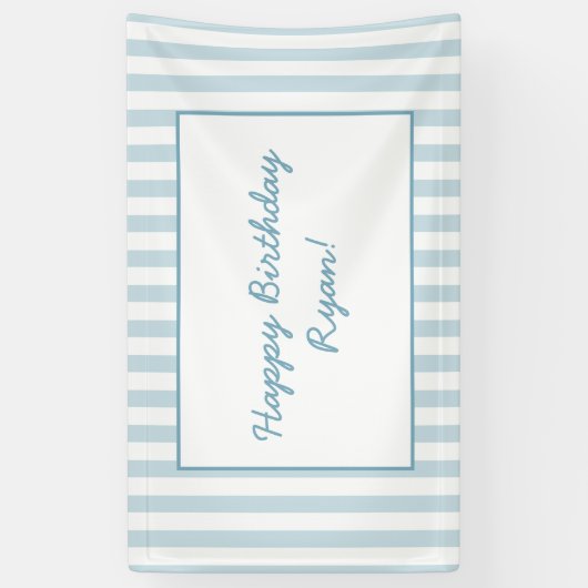 ビーチクラブカバナブルーストライプ誕生日名前をカスタムする 横断幕 (縦)