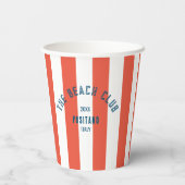 ビーチクラブクレストオレンジレッドカバナストライプモノグラム 紙コップ (裏面)