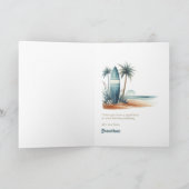 ビーチクラブサーフボードトロピカル誕生日 カード (内部)