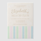 ビーチクラブ誕生日 ベラム紙招待状 (正面)