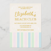 ビーチクラブ誕生日 箔招待状 (正面)