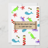 ビーチクリスマスとサンディの新年海の生き物 シーズンカード (正面)