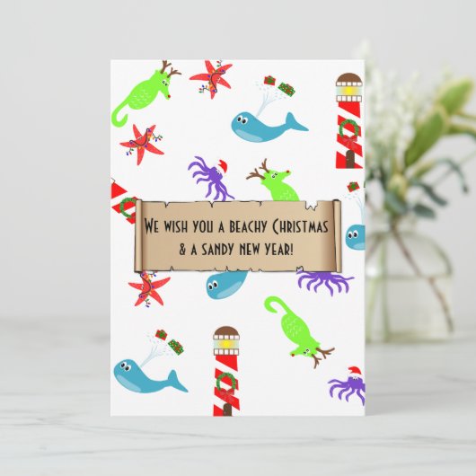 ビーチクリスマスとサンディの新年海の生き物 シーズンカード (スタンド正面)