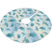 ビーチクリスマスウォーターカラーウミガメグリッター ブラッシュドポリエステルツリースカート (アングル)