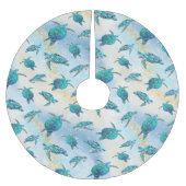 ビーチクリスマスウォーターカラーウミガメグリッター ブラッシュドポリエステルツリースカート (正面)